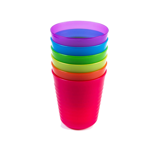 Kids Plastic Dinnerware Set of 6 Multi Color Cups/Tumblers