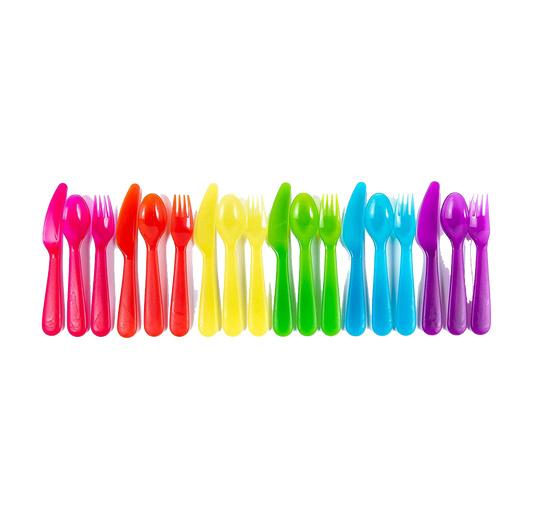 Kids Plastic Dinnerware Set of 18 Multi Color Flatware